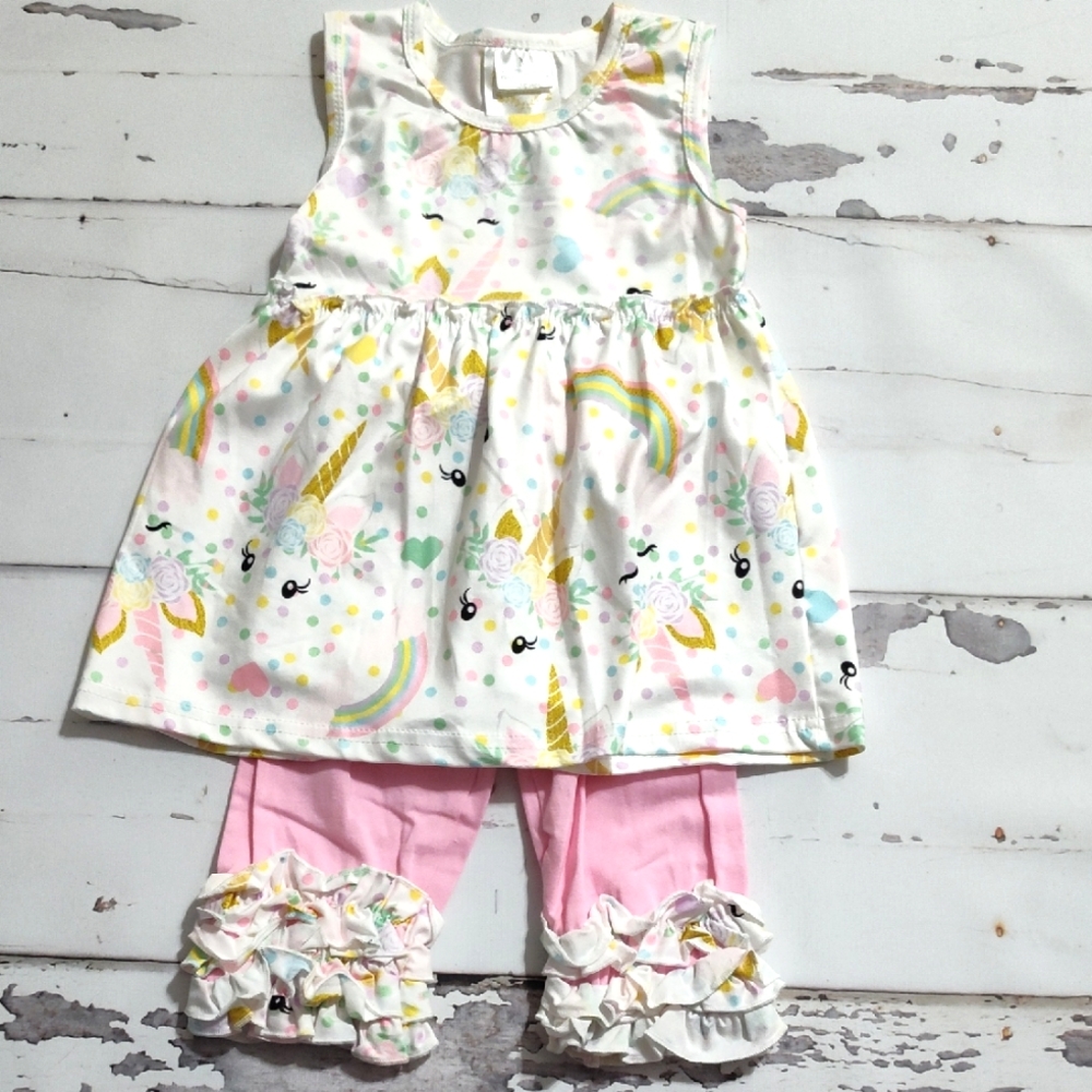 Unicorn Matching Set With Ruffle Leggings